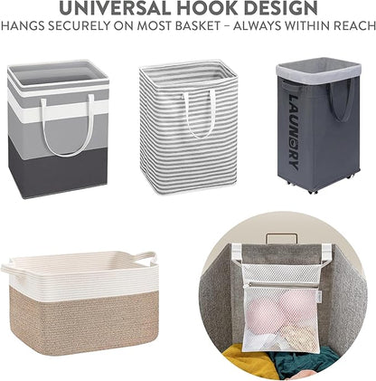 2Pcs Mesh Laundry Bags for Delicates w/Hooks, Hanging Durable Laundry Mesh Wash Bags Attachable Inside Laundry Basket, Lingerie Bags for Washing Bras, Socks – 12x10 Washable Laundry Bag