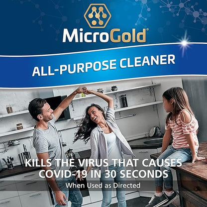 MicroGold All-Purpose Cleaner Spray Kills 99.9% of Bacteria and Viruses Bleach Free for Use in Kitchens and Bathrooms, 24 Fluid Ounces, 6 Pack