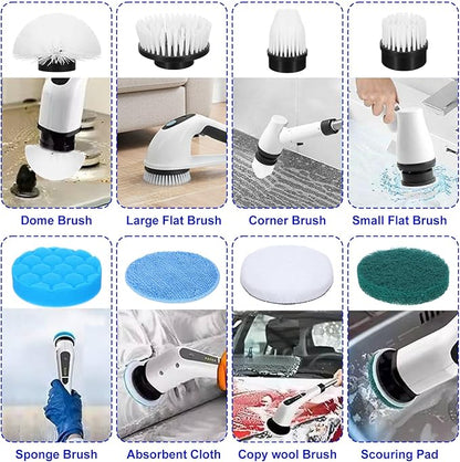 Electric Spin Scrubber Replacement Brush Heads, 8 Pack Cordless Spin Scrubber Brush Replaceable Heads with Base and Storage Bag, Rotatable Cleaning Brushes for Household Bathroom Floor Tile Car
