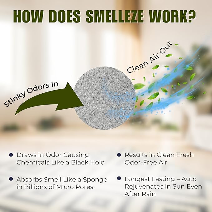 Smelleze Reusable Elderly Odor Eliminator & Nursing Home Room Deodorizer Pouch - Works for all Old Age, Sick, Nursing Home, Hospices, Urine, and Feces Smell, 150 Sq. Ft. Coverage