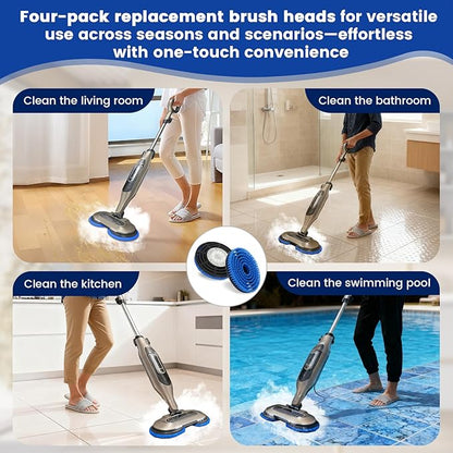 4 Pack Replacement Brush Heads for Shark, Brush Heads for Shark Compatible with S8201, S8001, S7001, S7201 - Steam Mop Pads with Nylon, Deep Clean Hardwood & Tile Floors, Scratch-Free- (Blue)