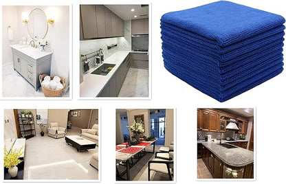 Microfiber Dish Cloths Fast Drying Kitchen Cleaning Cloth Dish Rags Dust Cloths Ultra Absorbent Lint Free Washcloths 12inch x 12inch 10 Pack Dark Blue