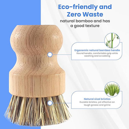 Unscented Dish Soap Liquid Hypoallergenic Cleaning Pack with 1 Natural Sisal Dish Scrub Brush & 2 Unscented Clear Liquid Dishwashing Soap With Biodegradable Formula (3 Items)