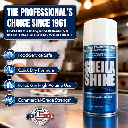 Sheila Shine 12 x 10oz Stainless Steel Cleaner and Polish With Cloth - Cleans, Polishes & Protects Kitchen Appliances, Refrigerators, Sinks, Ovens & Grills - Stainless Steel Fridge Cleaner