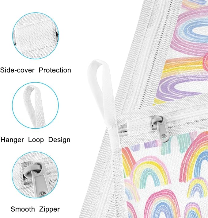 Mesh Laundry Bags Lingerie Bags for Washing Delicates 2 PCS Durable Wash Bag with Zipper Small and Medium Washable Gradient Cute Rainbows