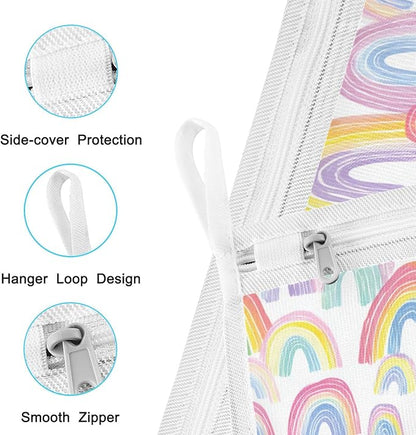 Mesh Laundry Bags Lingerie Bags for Washing Delicates 2 PCS Durable Wash Bag with Zipper Small and Medium Washable Gradient Cute Rainbows
