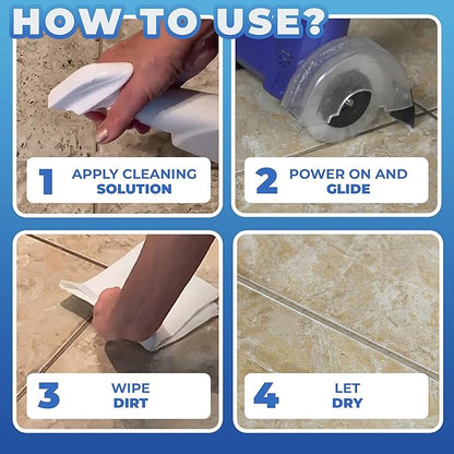 Grout Cleaner Bundle, Electric Stand Up Tile Grout Cleaner Machine with 20’ Cord, 3 Brush Wheels, 1 Cleaner, 1 Grout Hand Brush, 1 Microfiber Cloth