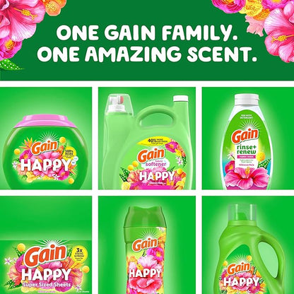 Gain Liquid Fabric Softener, Fabric Conditioner, Softening Laundry Conditioner, Happy, 127 fl oz, 188 Loads
