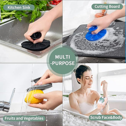 Silicone Sponge, BEAUTAIL Non-Scratch Scrub Sponges for Washing Dishes, Kitchen Fruit Vegetable Cleaning Brush, Long Lasting and Reusable Dishwashing Scrubber, Suction Up for Hang, 1 Pack, Olive Green