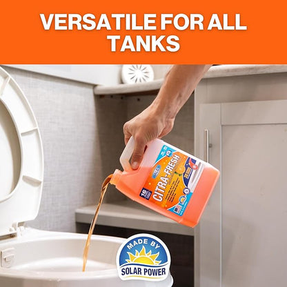 Walex Citra-Fresh Liquid Holding Tank Treatment for RV, Camper & Marine - Black Water Tank Deodorizer for Rapid Breakdown of Waste & Toilet Paper, Biocide-Free, Septic Tank Safe, 1 Gallon