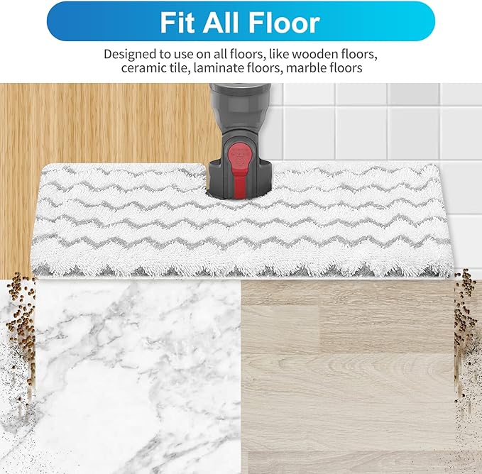 KEEPOW Steam Mop Pads Replacement P184WQ Compatible with Shark Genius Lift-Away Pocket Steam Mop S3973 S3973D S6002 S5003 S6001W S6003W S5001 S5002, Washable Steamer Cleaner Pads for Hard Floor 3 Pack