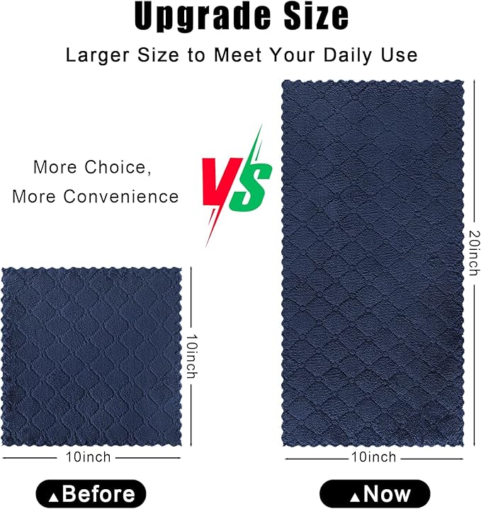 Homaxy 12 Pack Dish Towels for Kitchen (10 x 20 Inches, Navy Blue), Super Soft and Absorbent Coral Velvet Dish Cloths for Washing Dishes, Nonstick Oil Fast Drying Microfiber Cleaning Cloth