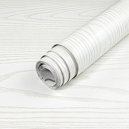 Yun-aeon Light White and Silver Wood Contact Paper 17.3"x120" Rustic Wooden Peel and Stick Wallpaper Removable Self-Adhesive Wallpaper Wood Grain Contact Paper for Countertops Cabinets