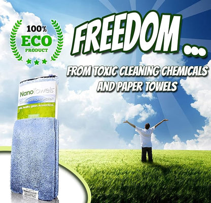 The Amazing Eco Cloth Wipes that Cleans and Makes Shiny Virtually Any Surface with Only Water. No More Paper Towels Or Toxic Chemicals. 4-Pack. The Original USA Brand. (14x14, Blue)