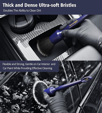 YeewayVeh Car Detailing Brush Set, 3PCS Ultra Soft and Thick No Scratch Detail Brush for Car Dashboard Air Vents Leather Seat Dusting and Cleaning, Auto Interior Exterior Detail Brushes Car Detailing