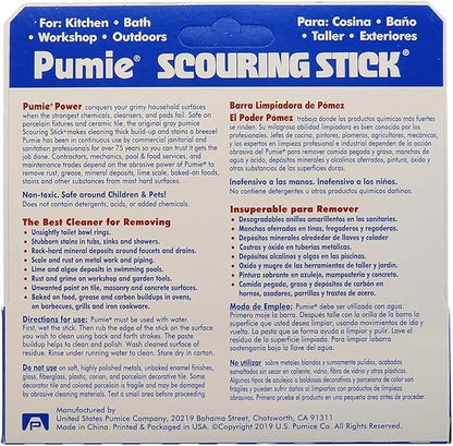 PUMIE Pumice Scouring Stick for Cleaning Toilet Rings Stain & Hard Water Rings, Extra Strong Heavy Duty Pumice Stone for Toilet Cleaning, Rust, Grills, Tough Bathroom, Ovens, Pools & Tubs - Pack of 60