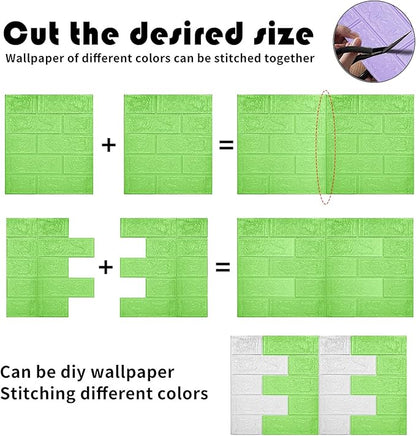 3D Wall Panels, 29 sq.feet Coverage, Printable Wallpaper Sticker with Self-Adhesive Waterproof Brick PE Foam Wall Panels Peel and Stick for Interior Wall Decor, Home Decoration 20 PCS Green
