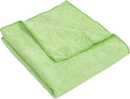 Quickie Cleaning 32-Pack Microfiber Cleaning Cloth 14"x14" inch Green All-Purpose Towel/Wiper for Multi-Purpose Indoor/Outdoor Cleaning/Dusting/Polishing on Kitchen/Bathroom/Auto Surfaces