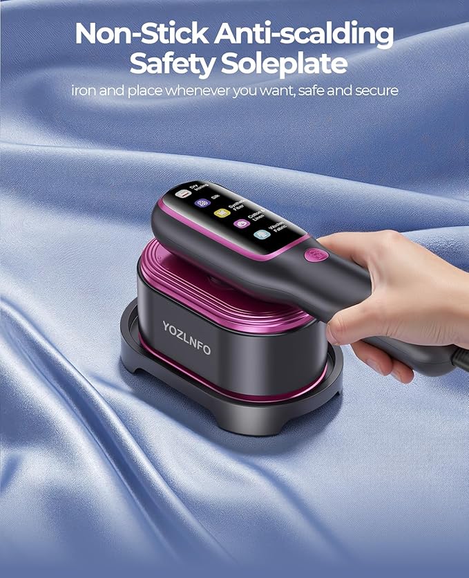Travel Steamer for Clothes Adequate Portable: 2-in-1 Mini Handheld Garment Steamer Iron - 15s Heat Up & 5 Adjustable Steam - Large Ceramic Panel - 110-120V