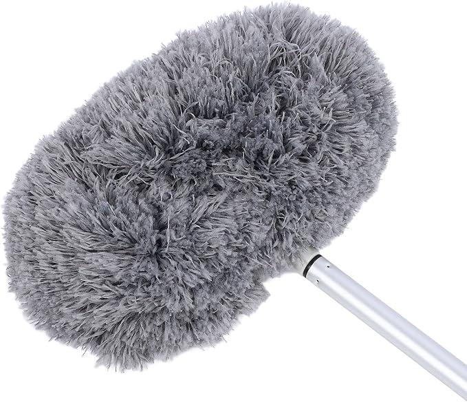 Extendable Long Handle, Ceiling Fan Blade Cleaning Tool Reusable Washable Microfiber Mop Microfibre Duster for high Ceilings, Cobweb Telescopic Extension Pole kit, Duster
