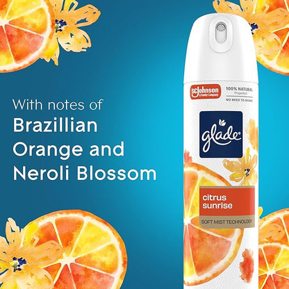 Glade Air Freshener Room Spray, Citrus Sunrise Scent, Odor Fighting to Deliver Long Lasting Freshness, 7.3 Oz, 6 Count