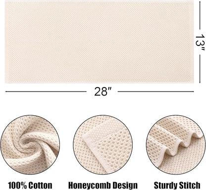 Kitinjoy 100% Cotton Waffle Weave Kitchen Hand Towels (13 X 28 Inches, Beige), 6-Pack Super Soft and Absorbent Dish Towel for Drying Dishes
