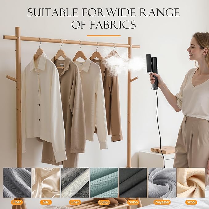Steamer for Clothes, Portable Handheld Garment Steamer for Fabric Wrinkles Remover, 15s Fast Heat-up, 90ml Water Tank with Heat-Resistant Gloves, Convenient clothes steamer for Home, Travel 2