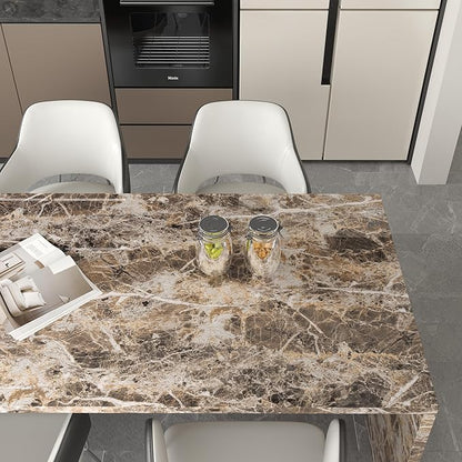 JSEVEM 24"×354" Thick Brown White Marble Wallpaper Peel and Stick Waterproof Brown Marble Contact Paper Vinyl DIY Faux Self Adhesive Granite Tile Stickers for Bedroom Office Walls Bathroom Countertops