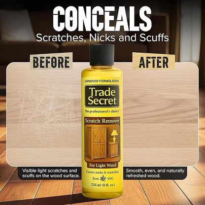 Trade Secret Light Wood Scratch Concealer, Scratch Remover for Real Wood Furniture & Floors – Covers Nicks, Scuffs & Dogs, Cats Scratches, Marks, Minor Defects
