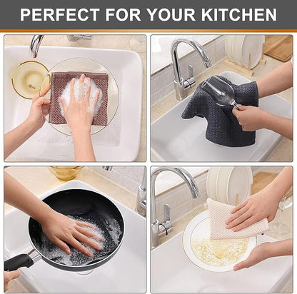 Kitinjoy 100% Cotton Waffle Weave Kitchen Hand Towels (13 X 28 Inches, Mixed Color), 6-Pack Super Soft and Absorbent Dish Towel for Drying Dishes
