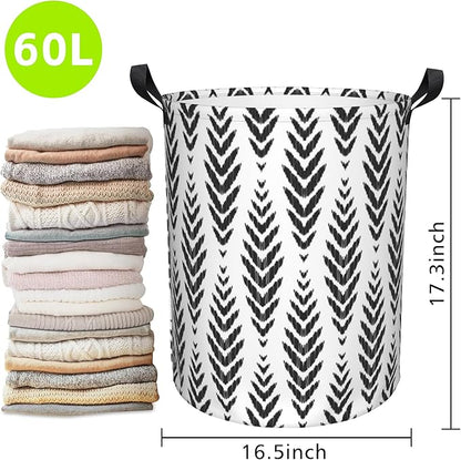 Laundry Basket Herringbone Pattern Laundry Hamper Large Laundry Basket Storage Basket Tote Bag Collapsible Organizer Basket for Bathroom,Laundry,Bedroom 17.3 x16.5 Inch