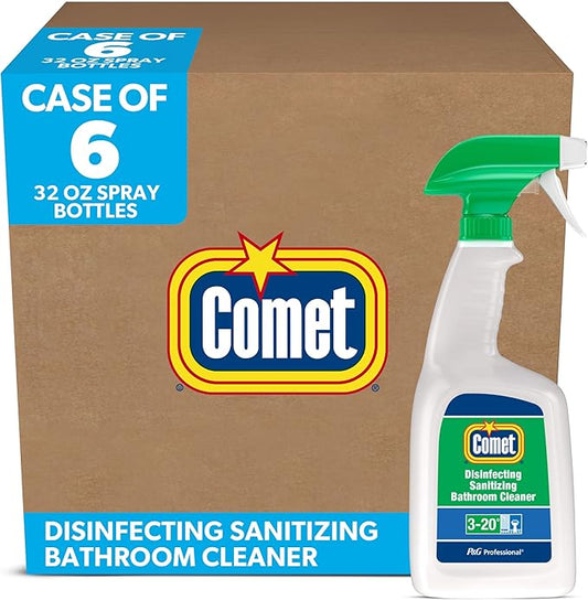 Hospital Grade Bulk Disinfecting Bathroom Sanitizer by Comet Professional, Multi-Purpose Spray Cleaner Wipes up Pathogens, for Commercial Use, 32 oz. (Case of 6)