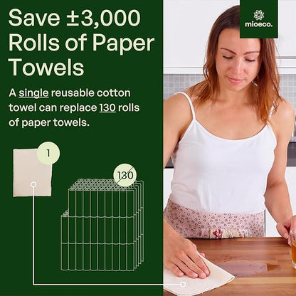 24 Pack Multicolored Reusable unPaper Towels - Nature Friendly - Organic Cotton Alternative - Thick, Strong, Paperless Kitchen Dish Cloths - Reusable Napkins - Dish Towels - Cloth Napkin