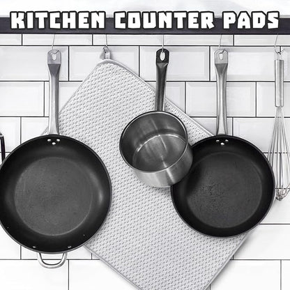 2Pcs XXL Dish Drying Mat,Absorbent Microfiber Dish Drainer Mats,Kitchen Counter Pads for Coffee Countertops,Sinks,Draining Racks(24×17",Gray)