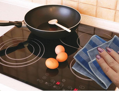 E-Cloth Range & Stovetop Cleaning Cloth, Reusable Premium Microfiber Cleaning Cloth, Ideal Oven & Glass Stove Top Cleaner, 100 Wash Guarantee, Blue & Gray, 1 Pack