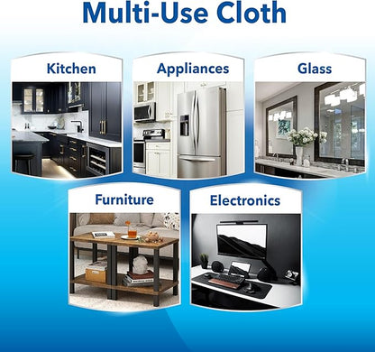 Unger 12” x 12” All-Purpose Microfiber Cloths, 4 Pack, Wet and Dry Cleaning Towels for Kitchen, Furniture, Appliances, Electronics and Glass, Reusable with Less Lint and Streak-Free Results