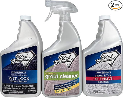 Wet Look Stone Sealer 1-Quart and Ultimate Grout Cleaner 1-Quart and Intensive Stone Cleaner 1-Quart.
