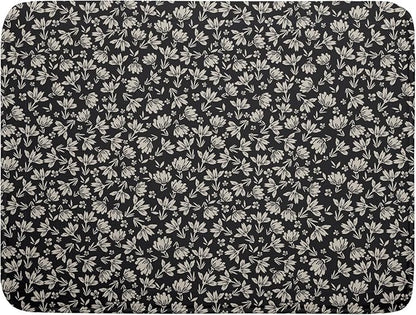 Floral Dish Drying Mat for Kitchen Counter 24x18 Inch Black Flower Drying Mat with Absorbent Reversible Microfiber Holiday Season Spring Dish Drainer Mats Rack Pad for Coffee Countertop Protector