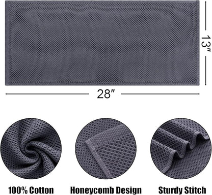 Kitinjoy 100% Cotton Waffle Weave Kitchen Hand Towels (13 X 28 Inches, Dark Grey), 8-Pack Super Soft and Absorbent Dish Towel for Drying Dishes