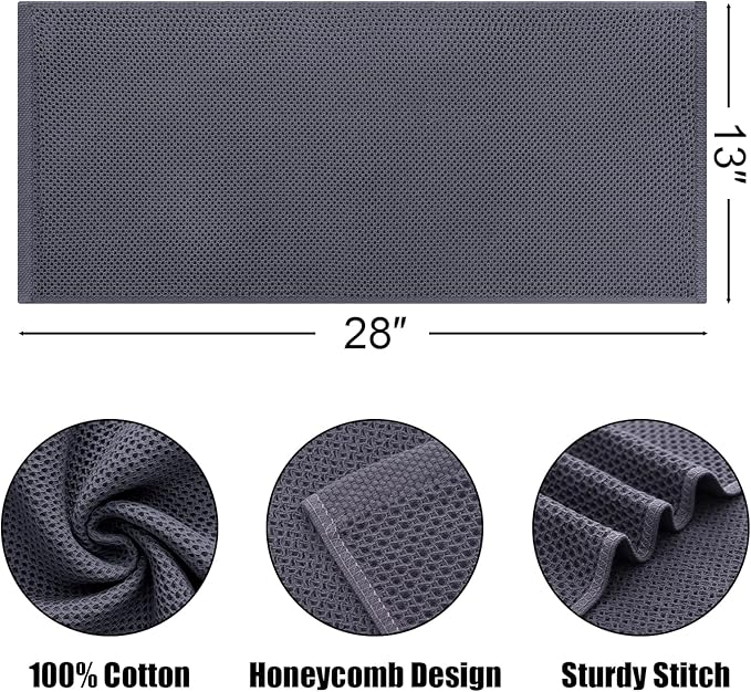 Kitinjoy 100% Cotton Waffle Weave Kitchen Hand Towels (13 X 28 Inches, Mixed Color), 6-Pack Super Soft and Absorbent Dish Towel for Drying Dishes