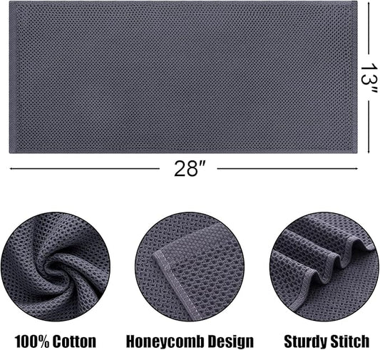 Kitinjoy 100% Cotton Waffle Weave Kitchen Towels, 4-Pack Super Soft and Absorbent Dish Towels for Drying Dishes, Kitchen Hand Towels, 13 in x 28 in, Dark Grey