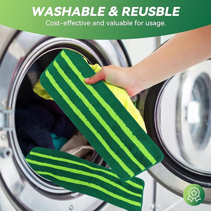 Mop Head Replacement for Libman Freedom Spray Mop - Washable Reusable Wet & Dry Cleaning - Microfiber Spray Mop Pads Refill for Multi-Surface Floor -4 Pack (Green）