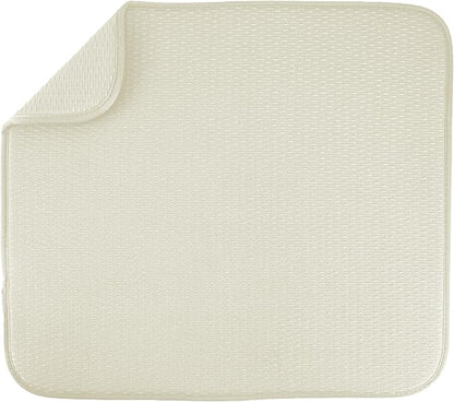 S&T INC. Dish Drying Mat, 16” x 18”, Absorbent Microfiber Kitchen Counter Mat, Drying Pad for Dishes, Utensils, Pots and Pans, Large, Diamond Texture, Cream