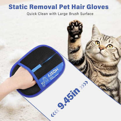 Pet-Hair-Removal-Glove 2PCS Cat & Dog Hair Remover Mitt for Couch, Furniture,Carpet,Car Seat Double-Sided-Pet-Grooming-Mitt Electrostatic-Remover-Fur-Cleaning-Glove Reusable Dog & Cat Deshedding Tool