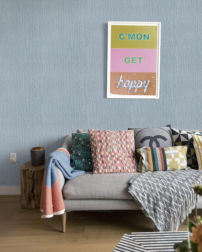 Timeet Peel and Stick Wallpaper Grasscloth Textured Contact Paper 15.74"" x393.7 Faux Linen Self-Adhesive Removable Wallpaper for Walls Furniture, Blue