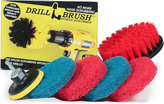 Drill Brush - Cleaning Supplies - Indoor - Bathroom Accessories - Tile - Grout Cleaner - Shower Cleaner - Bathtub - Bath Mat - Scrub Brush - Porcelain - Outdoor - Garden - Patio - Deck Brush - Granite