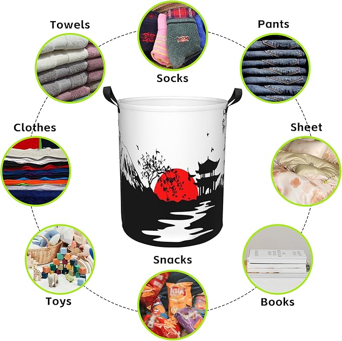 Laundry Basket Japanese Mountains Laundry Hamper Large Laundry Basket Storage Basket Tote Bag Collapsible Organizer Basket for Bathroom,Laundry,Bedroom 17.3 x16.5 Inch