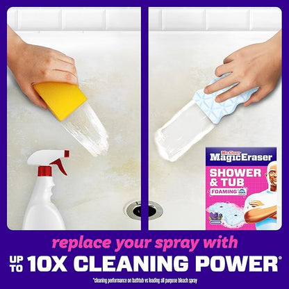 Mr. Clean Magic Eraser Sponge, Bathroom, Shower, Tub Cleaner, Soap Scum Remover, Bathroom Cleaning Supplies, Dawn Cleaning Power with Lavender Scent, Shower & Tub, 6ct