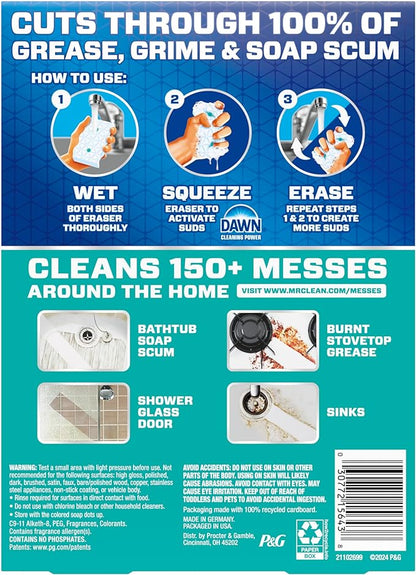 Mr. Clean Magic Eraser Foaming Sponge, All Purpose Cleaner, Dawn Cleaning Power, Wall, Sneaker, Oven Cleaner, Kitchen, Bathroom, Shower Cleaning Supplies, Scrubber, Ultra Foamy, 5ct