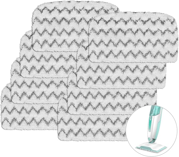 8 Pack Microfiber Steam Mop Replacement Pads for Shark Steam Mop S1000, S1000A, S1000C, S1000WM, S1001C Dirt Grip Steam Mop Pads, Washable & Reusable Microfiber Mop Pads for All Floor Clean